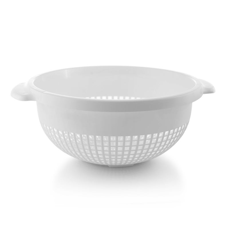 YBM HOME Deep Plastic Strainer Colander with Handle â€“ Made of Food Safe BPA-Free Plastic - Durable and Dishwasher Safe - Use for Pasta, Noodles, Spaghetti, Vegetables and More (1, White) - Image 1